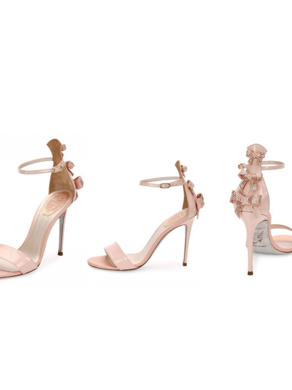 Rene Caovilla Pink Bow Ankle-Strap Sandals